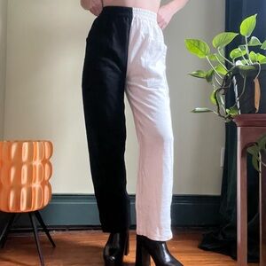 Fashion Brand Company Black and White Linen Pants